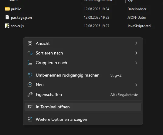Im Terminal öffnen