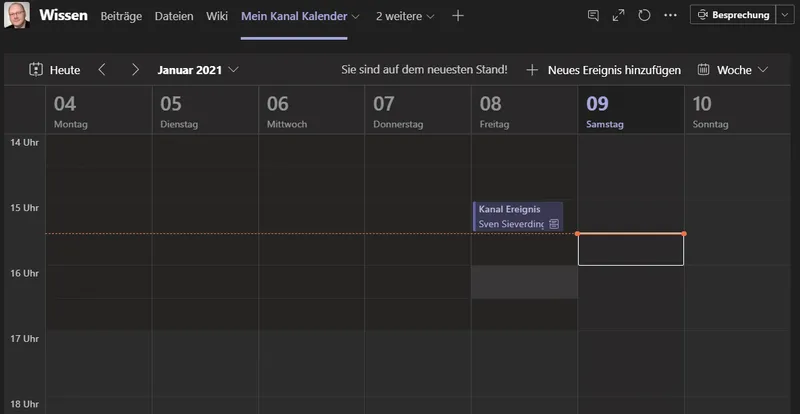 Kanal-Kalender in MS Teams