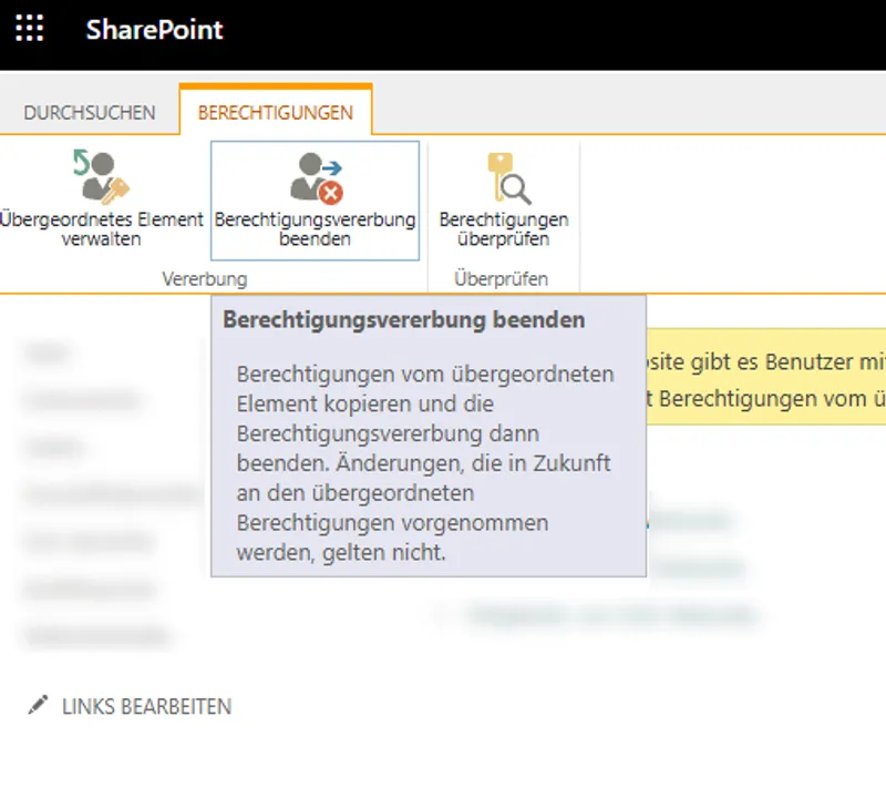 Die Berechtigungsvererbung für ein Listenelement per PowerAutomate aufheben