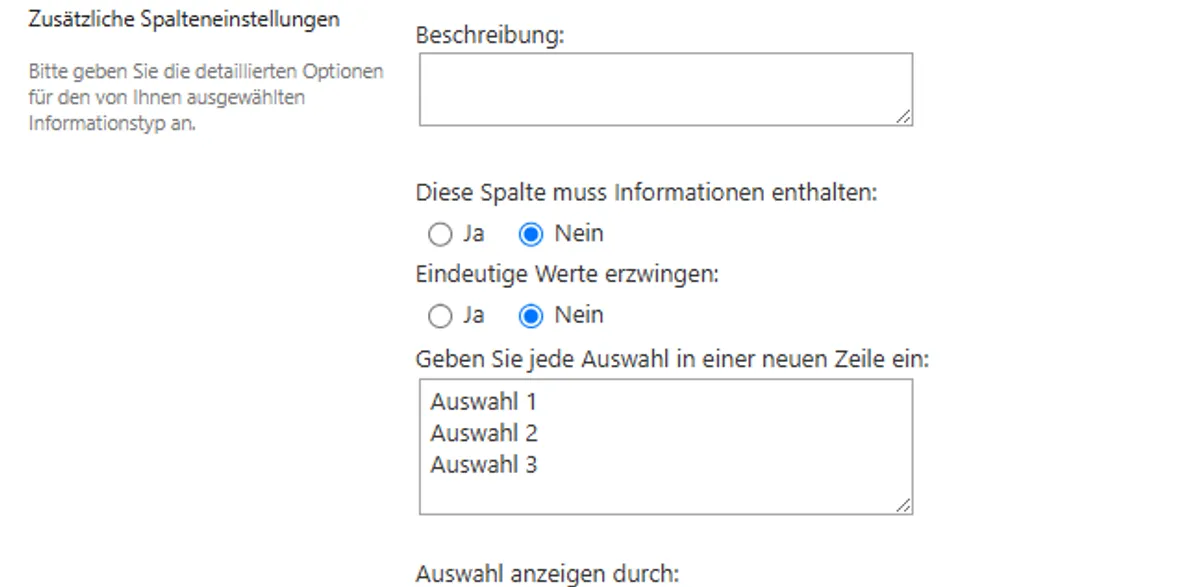 Auswahlmöglichkeiten einer SharePoint "Auswahl" Spalte per PowerAutomate setzten