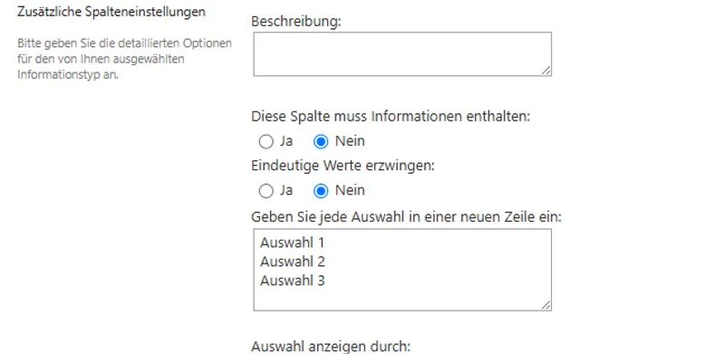 Auswahlmöglichkeiten einer SharePoint "Auswahl" Spalte per PowerAutomate setzten