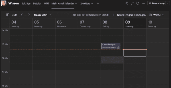 Kanal-Kalender in MS Teams