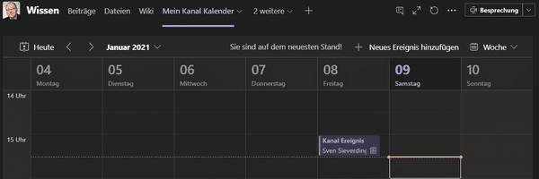 Kanal-Kalender in MS Teams